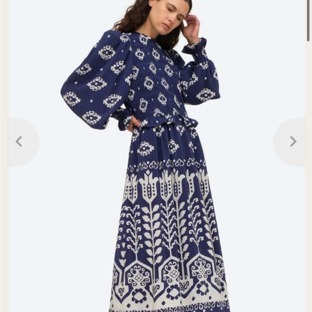 Sea NY The Sonia long sleeve smocked dress features a smocked bodice LS 6 - Picture 7 of 7